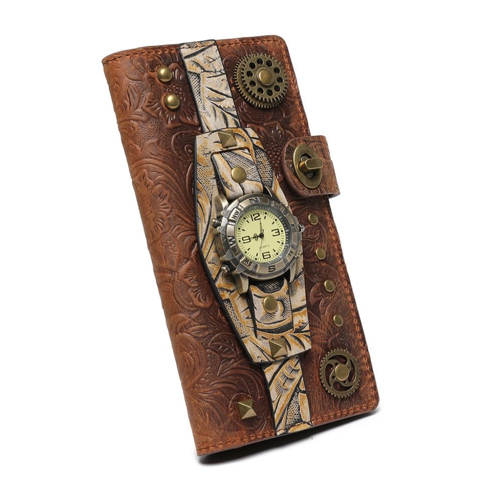 Women's head layer cowhide leather vintage style hand wallet